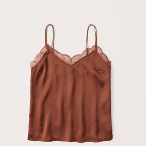 Abercrombie lace trim double strap satin cami